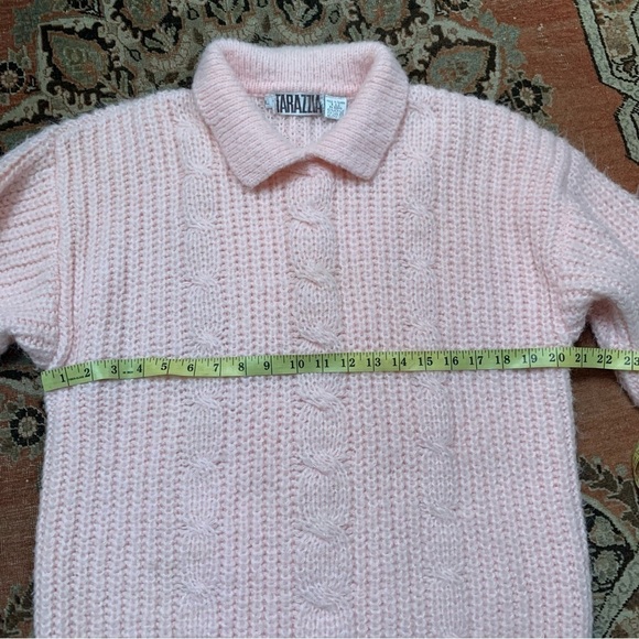 Vintage Pale Pink Chunky Cable Knit Collared Sweater - Picture 6 of 8